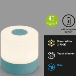 Briloner Dekorationsbelysning|Terrassebelysning > LED-bordlampe Smal, blå, 2.700K, dæmpbar