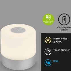Briloner Dekorationsbelysning|Terrassebelysning > LED-bordlampe Smal, kromfarvet, 2.700K, dæmpbar