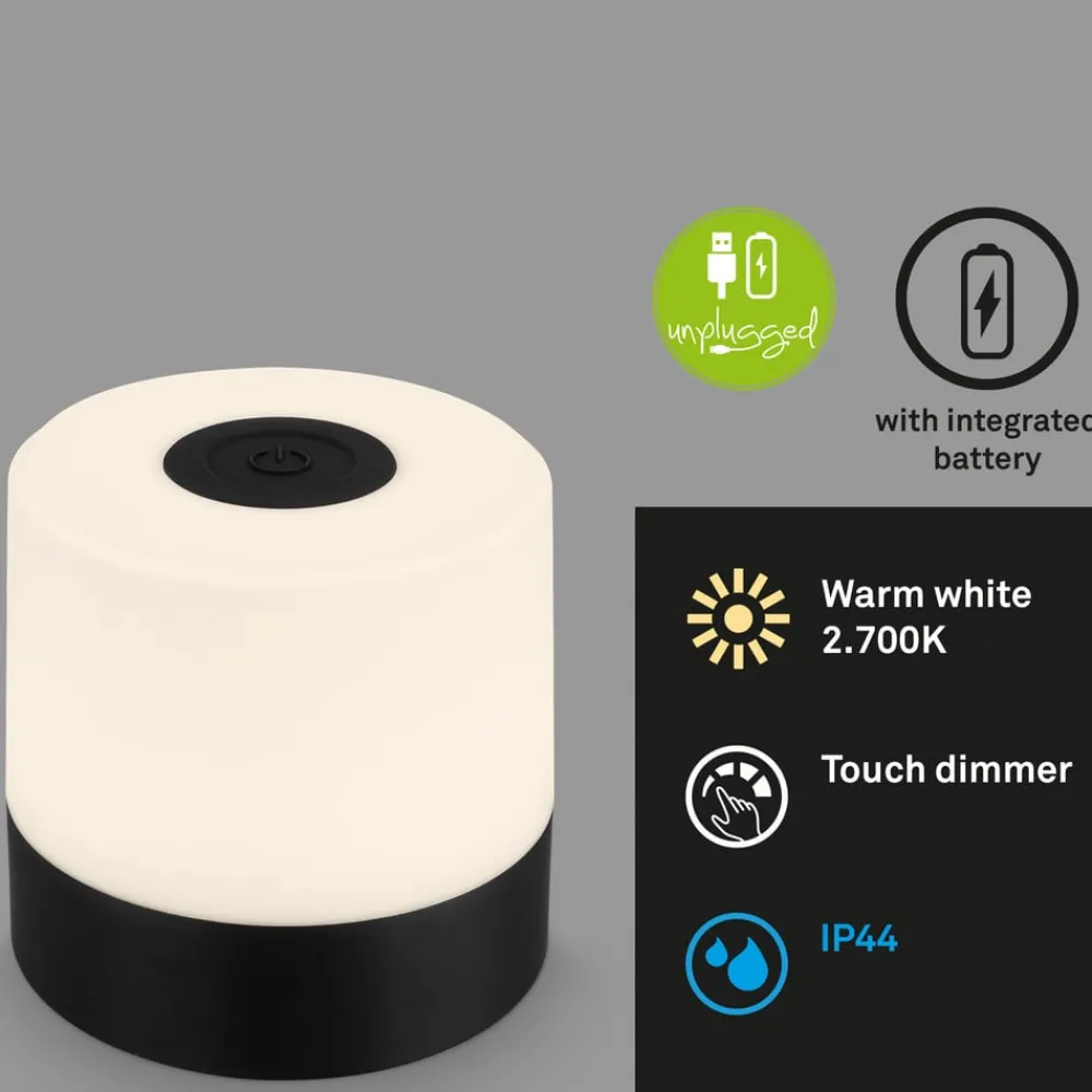 Briloner Dekorationsbelysning|Terrassebelysning > LED-bordlampe Smal, sort, 2.700K, dæmpbar
