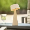 Sigor Solcellelamper > LED-bordlampe Solino, beige, solcelle/USB, 26 cm, IP44