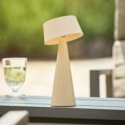 Sigor Solcellelamper > LED-bordlampe Solino, beige, solcelle/USB, 26 cm, IP44