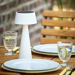 Dekorationsbelysning|Solcellelamper ^ Sigor LED-bordlampe Solino, hvid, solcelle/USB, 26 cm, IP44