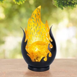 Globo Dekorationsbelysning|Solcellelamper > LED-bordlampe 36534, sort, guld, metal, glas
