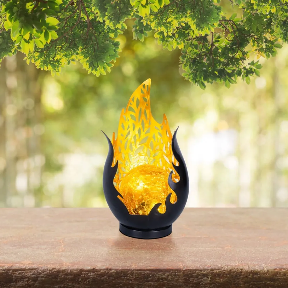 Globo Dekorationsbelysning|Solcellelamper > LED-bordlampe 36534, sort, guld, metal, glas