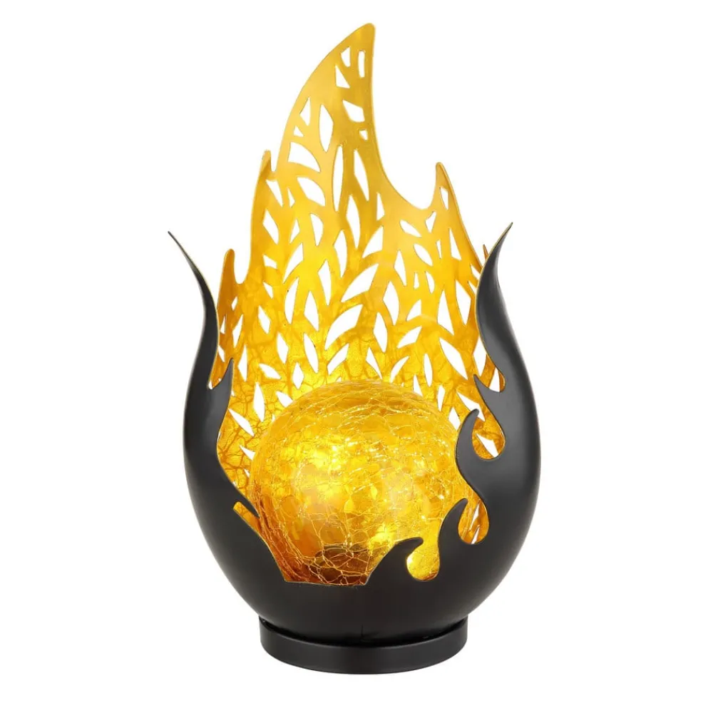 Globo Dekorationsbelysning|Solcellelamper > LED-bordlampe 36534, sort, guld, metal, glas
