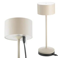Sigor Dekorationsbelysning|Terrassebelysning > LED-bordlampe Veluna, beige, højde 25 cm, IP44, dæmpbar CCT