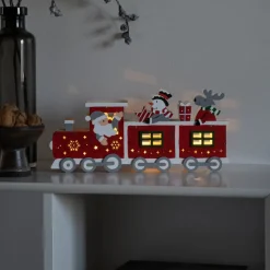Konstsmide Christmas Dekorationsbelysning|Julepynt > LED-dekolampe, træsilhuet tog, batteri, USB