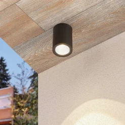 Lucande Udendørs Loftlamper > LED-downlight Embla af aluminium IP54, mørkegrå