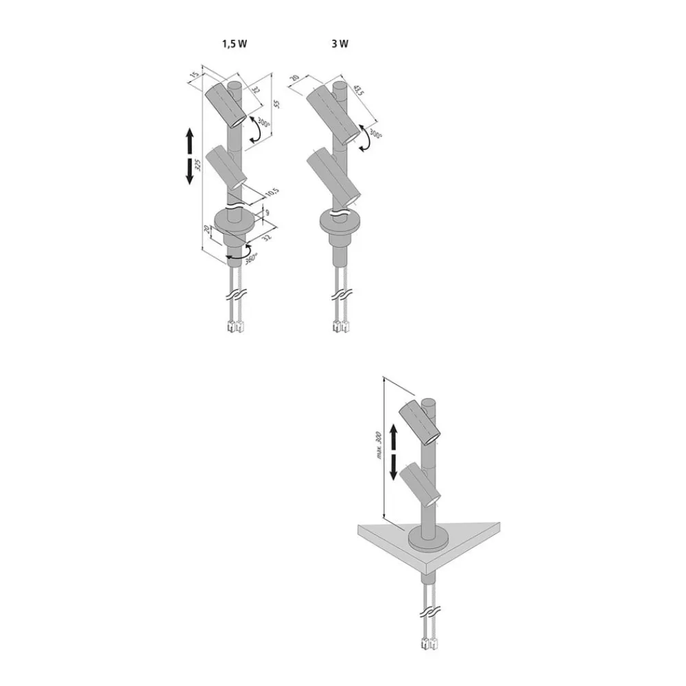 Spotlights ^ Hera LED Duo Spot 2 x 3 W, sort, 3.000 K