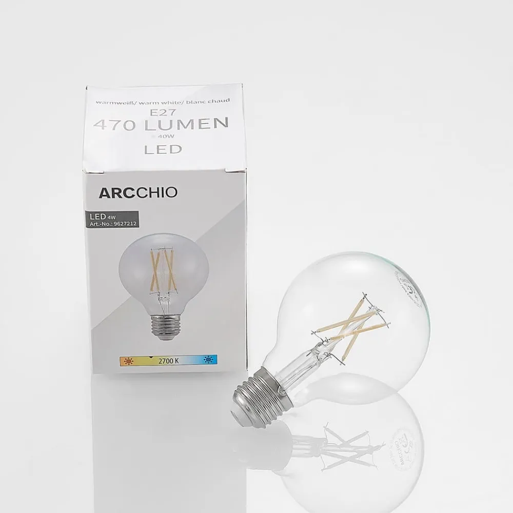 Arcchio Filament Pære > LED E27 4 W G80 2.700 K filament dæmpes klar 3 stk