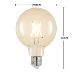 Arcchio Dæmpbar Led-Pære|Filament Pære > LED-filamentpære E27 4W 2.700K G95 Globe, glødetråd, klar
