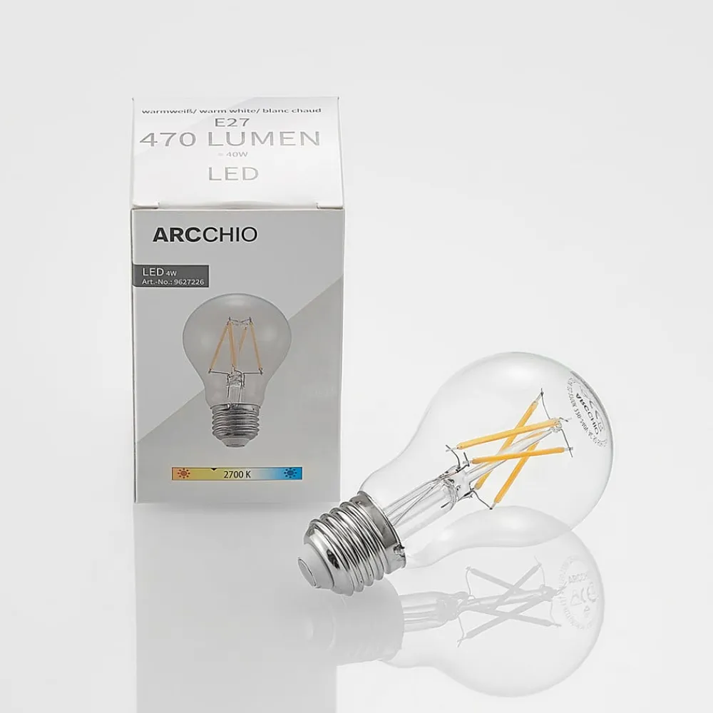 Arcchio Dæmpbar Led-Pære|Filament Pære > LED-filamentpære E27 4W 2.700K glødetråd, dæmpbar, klar