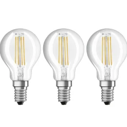 Filament Pære|Led Pærer ^ OSRAM LED filamentpære E14 4 W varmhvid, 3'er sæt