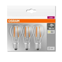 OSRAM Filament Pære > LED-filamentpære E27 7W, varmhvid, 3-pak