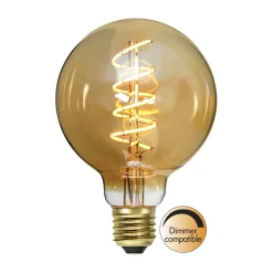Dæmpbar Led-Pære|Filament Pære ^ STAR TRADING LED-filamentpære Spiral Filament G95 E27 3,2 W amber dæmpbar