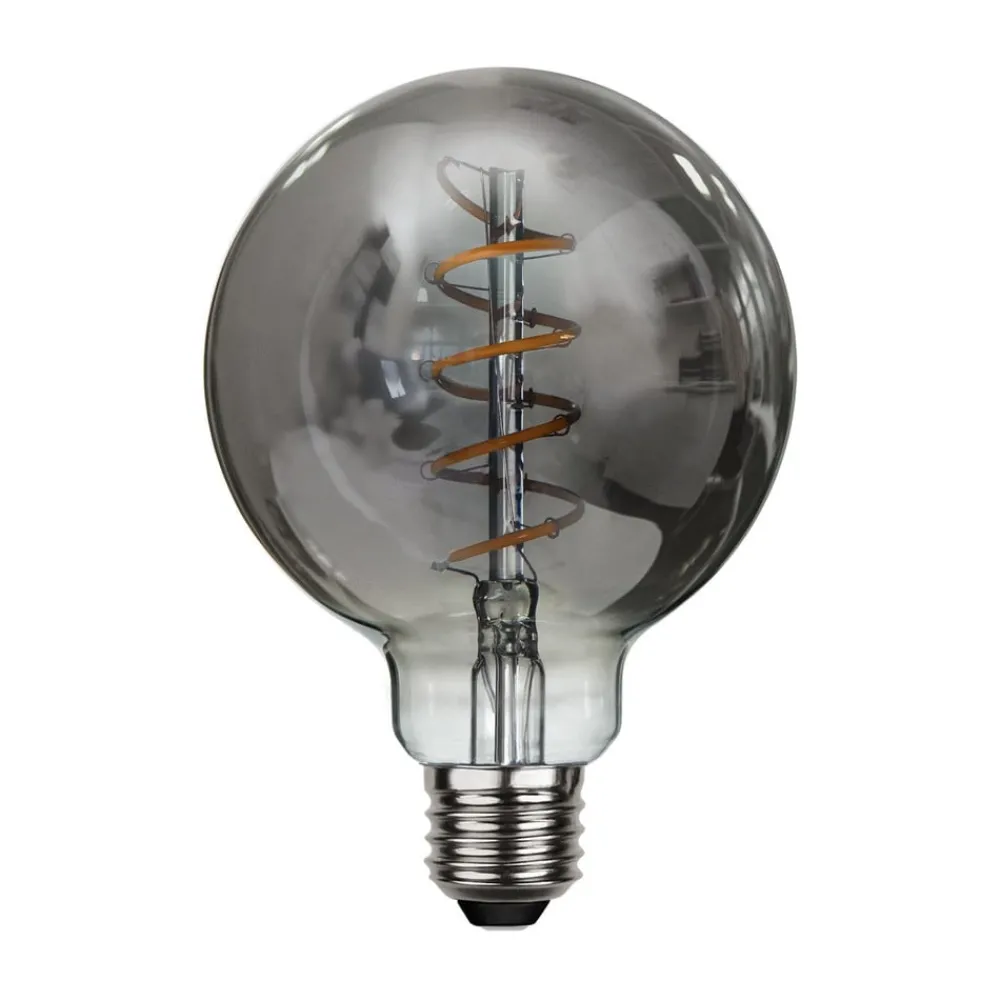 Dæmpbar Led-Pære|Filament Pære ^ STAR TRADING LED-filamentpære Spiral Filament, G95, E27, 2 W grå dæmpbar
