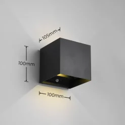 Reality Leuchten Væglampe Med Sensor > LED genopladelig udendørs væglampe Talent, sort, bredde 10 cm Sensor