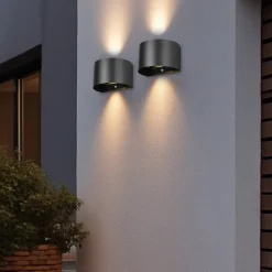 Væglampe Med Sensor ^ Reality Leuchten LED genopladelig udendørs væglampe Talent, sort, bredde 16 cm Sensor