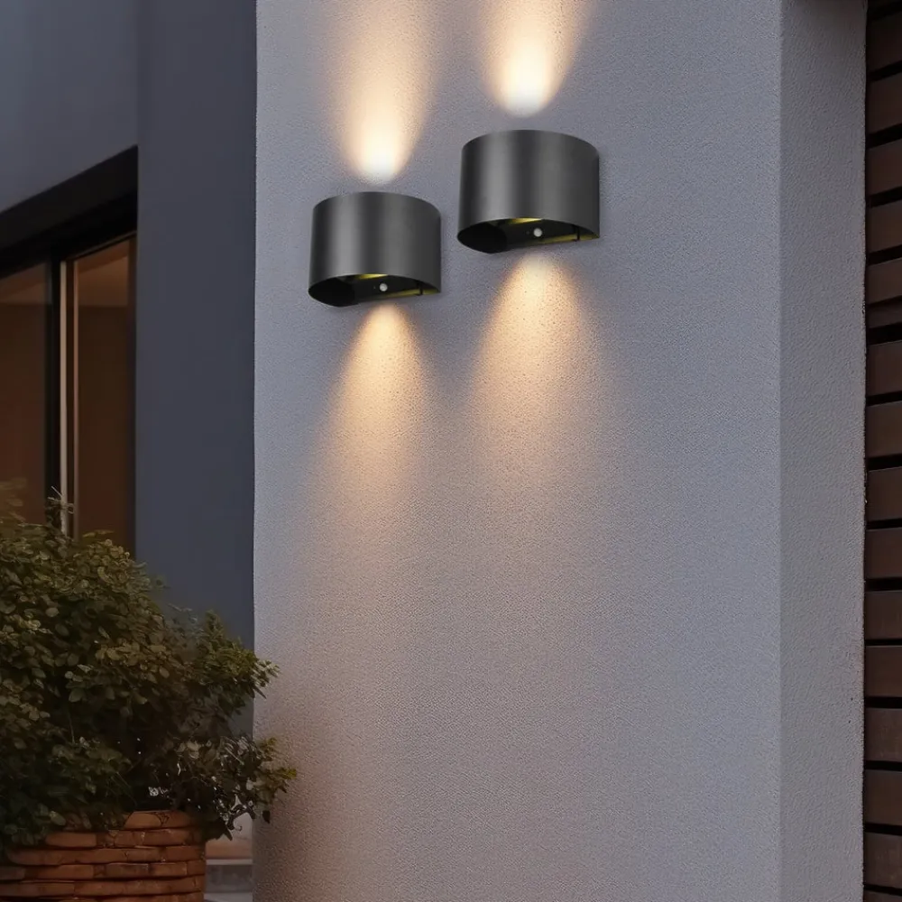 Væglampe Med Sensor ^ Reality Leuchten LED genopladelig udendørs væglampe Talent, sort, bredde 16 cm Sensor