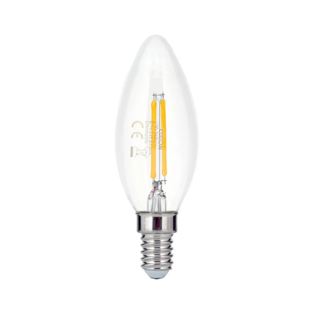 ORION Dæmpbar Led-Pære|Filament Pære > LED glødepære E14 C35 klar 2W 827 180lm dæmpbar