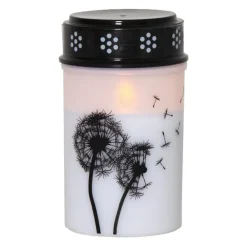 STAR TRADING Dekorationsbelysning > LED gravlys Mælkebøtte, 12 cm hvid/sort plast batteri