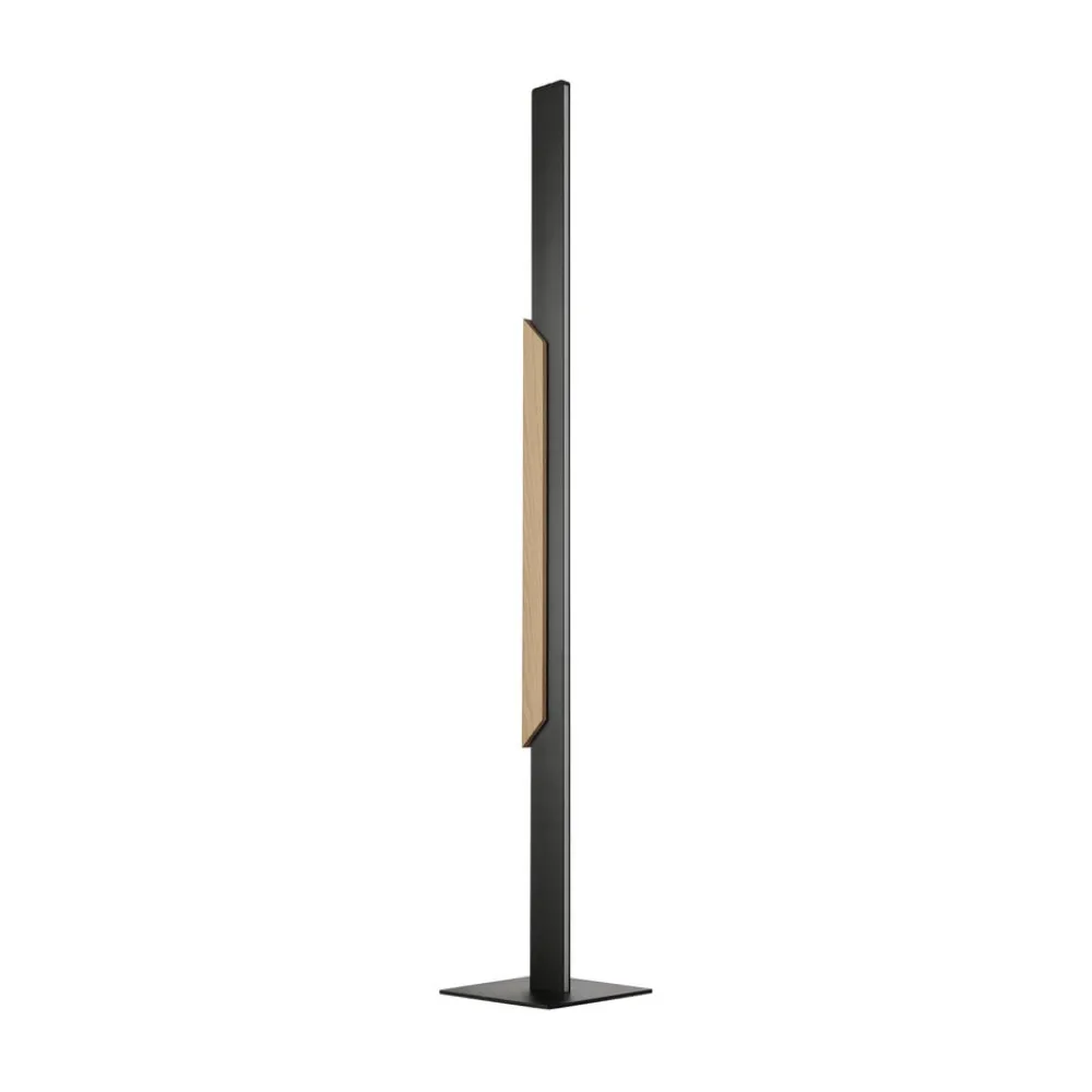 Gulvlamper ^ Brilliant LED-gulvlampe Arcus, sort/brun, højde 126 cm, metal/træ