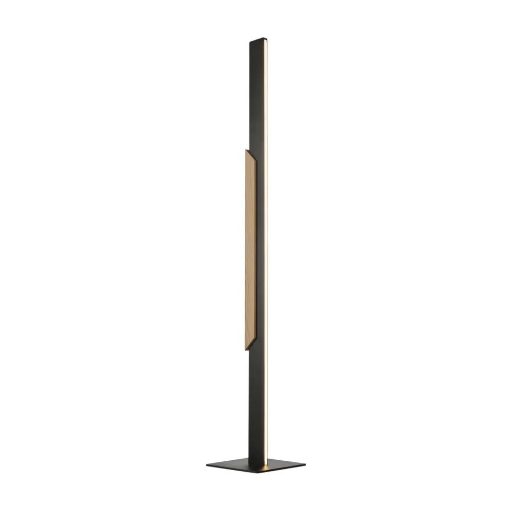 Gulvlamper ^ Brilliant LED-gulvlampe Arcus, sort/brun, højde 126 cm, metal/træ