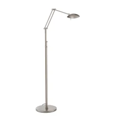 Gulvlamper|Gulvlamper ^ Knapstein LED-gulvlampe Carl, nikkelfarvet, justerbar, dæmpbar