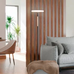 Trio Lighting Gang|Gulvlamper > LED-gulvlampe Celeste hvid/brun 160 cm glas/metal Touchdim