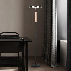 Trio Lighting Gulvlamper > LED-gulvlampe Celeste krom/træ 160 cm glas/metal Touchdim