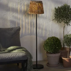 STAR TRADING Solcellelamper|Terrassebelysning > LED-gulvlampe Cesta 127 cm brun/sort plast/metal