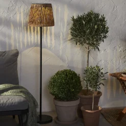 STAR TRADING Solcellelamper|Terrassebelysning > LED-gulvlampe Cesta 127 cm brun/sort plast/metal
