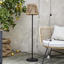 STAR TRADING Solcellelamper|Terrassebelysning > LED-gulvlampe Cesta 127 cm brun/sort plast/metal
