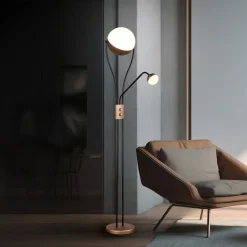 Gulvlamper|Gulvlamper ^ Trio Lighting LED-gulvlampe Chris, kaffe, metal, læselampe, dæmper
