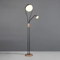 Gulvlamper|Gulvlamper ^ Trio Lighting LED-gulvlampe Chris, kaffe, metal, læselampe, dæmper