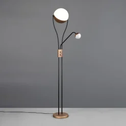 Gulvlamper|Gulvlamper ^ Trio Lighting LED-gulvlampe Chris, kaffe, metal, læselampe, dæmper