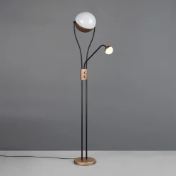 Gulvlamper|Gulvlamper ^ Trio Lighting LED-gulvlampe Chris, kaffe, metal, læselampe, dæmper