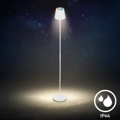 Gulvlamper ^ Briloner LED-gulvlampe Coloris, hvid, RGB, dæmper, IP44, USB
