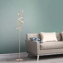 JUST LIGHT. GmbH Gulvlamper|Gulvlamper > LED-gulvlampe Curls, messing, metal, 156 cm høj, dæmpbar