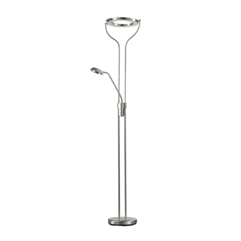 FISCHER & HONSEL Gulvlamper|Gulvlamper > LED-gulvlampe Davos, nikkelfarvet, højde 180 cm, 2 lyskilder, CCT