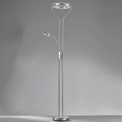 FISCHER & HONSEL Gulvlamper|Gulvlamper > LED-gulvlampe Davos, nikkelfarvet, højde 180 cm, 2 lyskilder, CCT