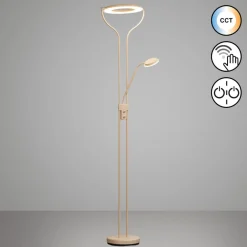 FISCHER & HONSEL Gulvlamper > LED-gulvlampe Davos, sandfarvet, højde 180 cm, 2 lyskilder, CCT