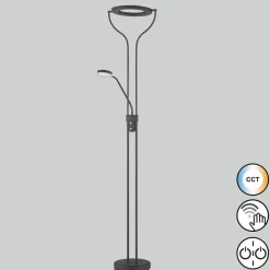 FISCHER & HONSEL Gulvlamper|Gulvlamper > LED-gulvlampe Davos, sort, højde 180 cm, 2 lyskilder, CCT