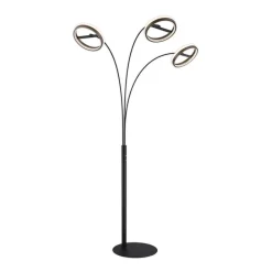 Gulvlamper|Gulvlamper ^ Globo LED-gulvlampe Della, højde 190 cm, sort/mørkegrå, 3 lyskilder.