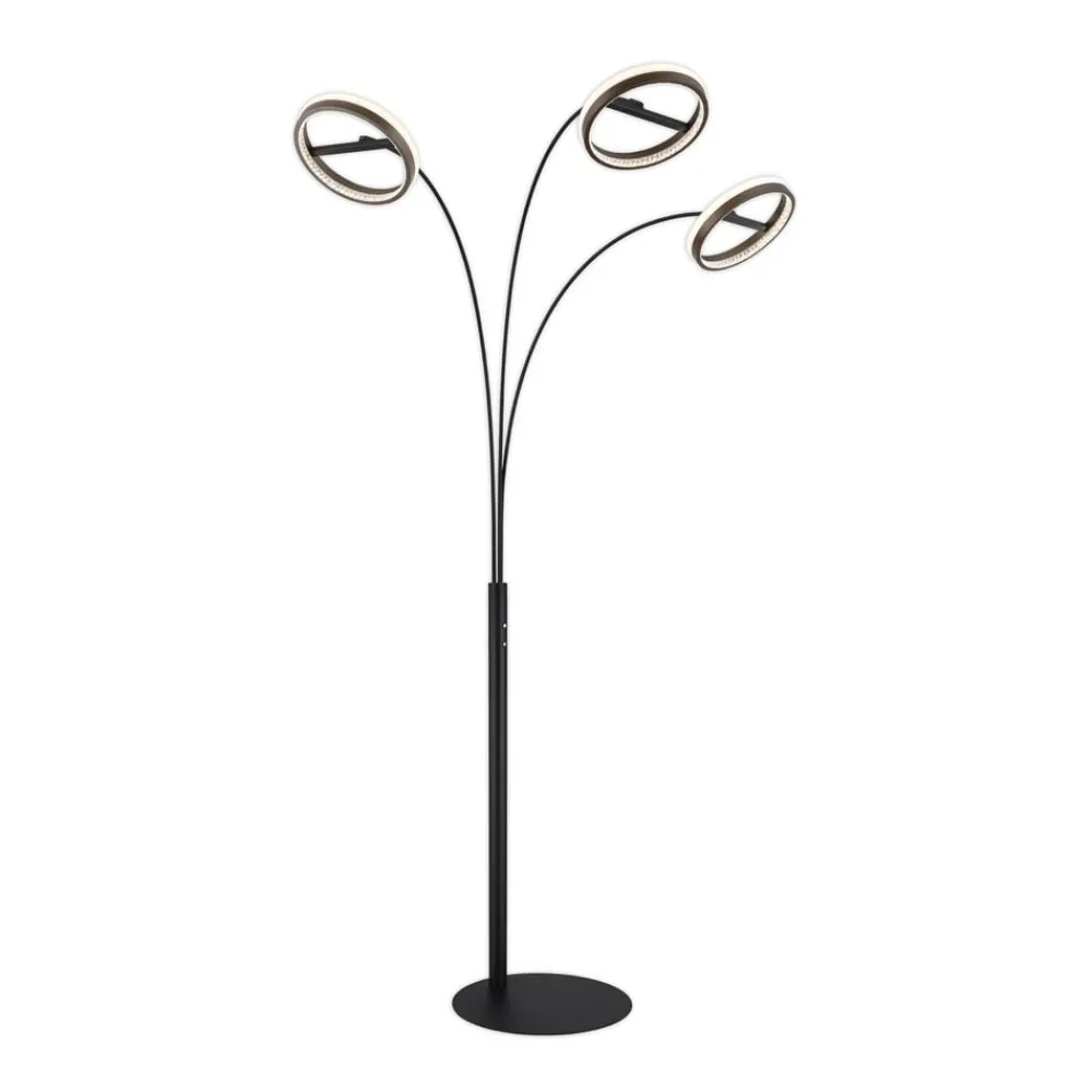 Gulvlamper|Gulvlamper ^ Globo LED-gulvlampe Della, højde 190 cm, sort/mørkegrå, 3 lyskilder.