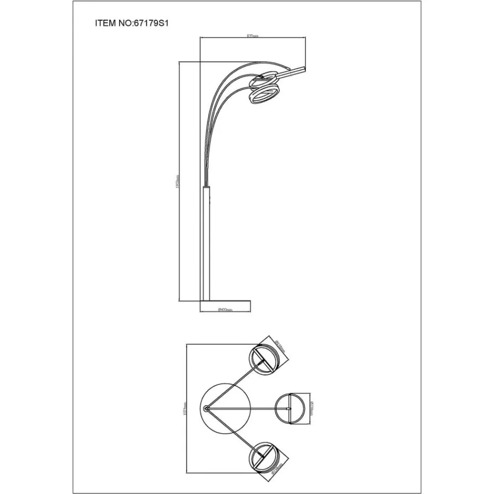 Gulvlamper|Gulvlamper ^ Globo LED-gulvlampe Della, højde 190 cm, sort/mørkegrå, 3 lyskilder.