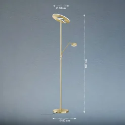 FISCHER & HONSEL Gang|Pendellamper > LED-gulvlampe Dent, messingfarvet, 180 cm, CCT, 2 lyskilder