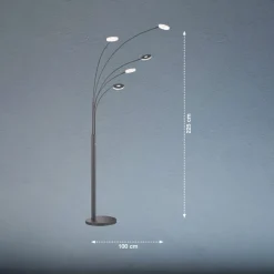 FISCHER & HONSEL Gulvlamper|Gulvlamper > LED-gulvlampe Dent, sort, 225 cm, metal, CCT, 5 lyskilder.