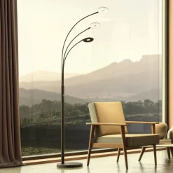 Gulvlamper|Gulvlamper ^ FISCHER & HONSEL LED-gulvlampe Dent, sort, 185 cm, metal, CCT, 3 lyskilder.
