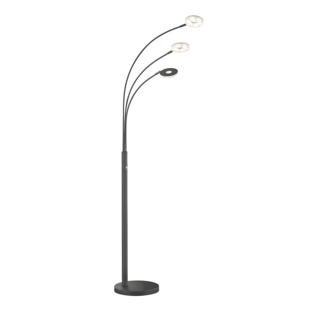 Gulvlamper|Gulvlamper ^ FISCHER & HONSEL LED-gulvlampe Dent, sort, 185 cm, metal, CCT, 3 lyskilder.